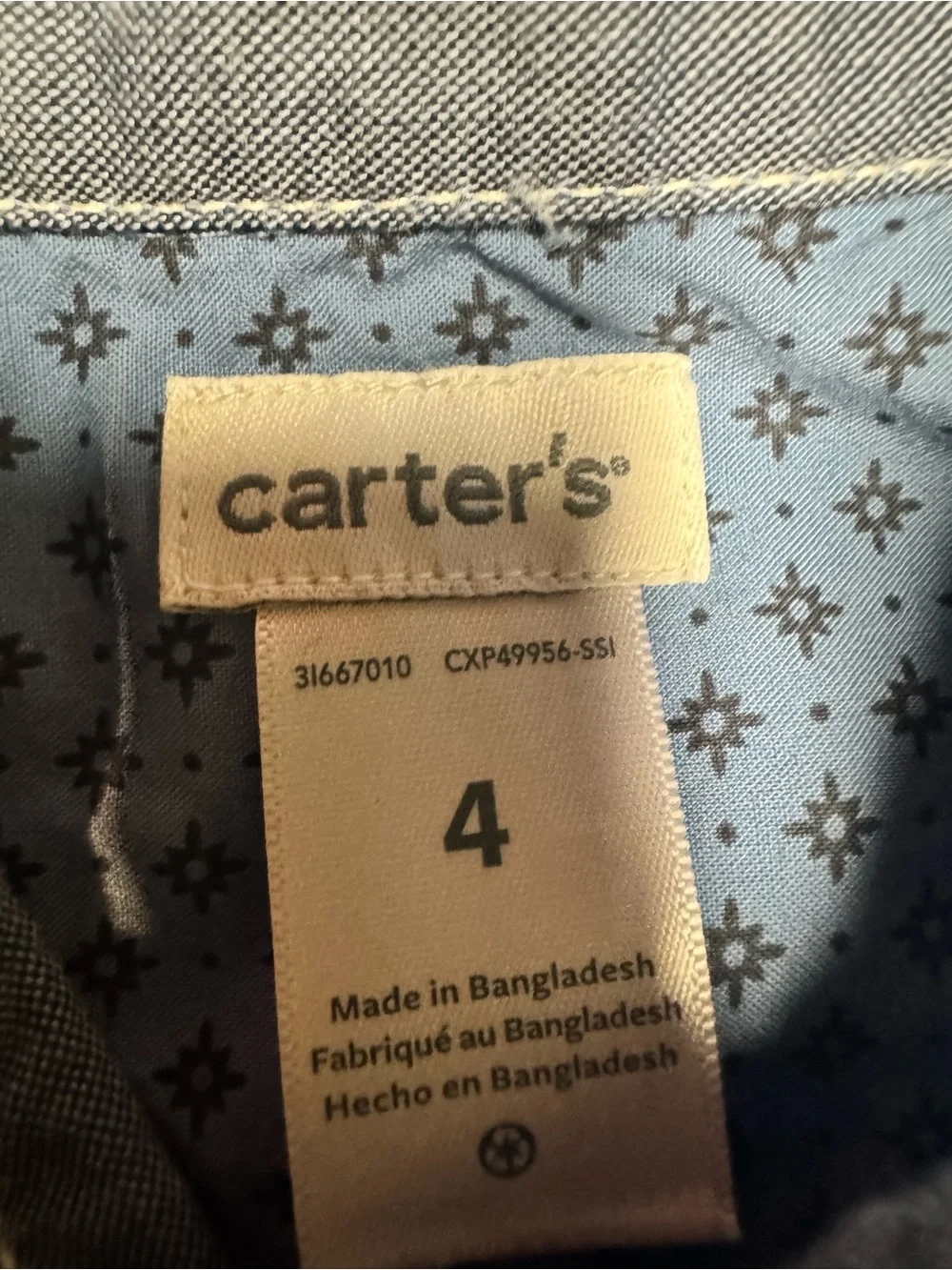 Carter's Light Blue Geo-Print Long Sleeve Button-Down Shirt